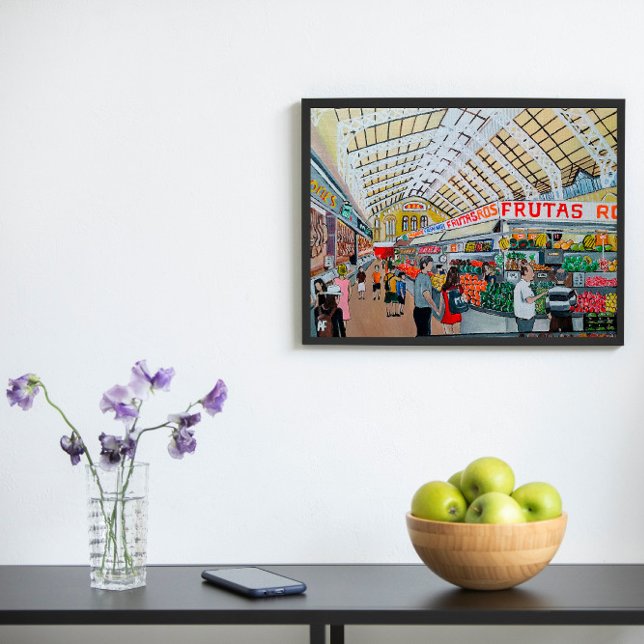 Mercado Central de Valencia Painting av Alfred Fox Canvastryck (Not Actual Size)