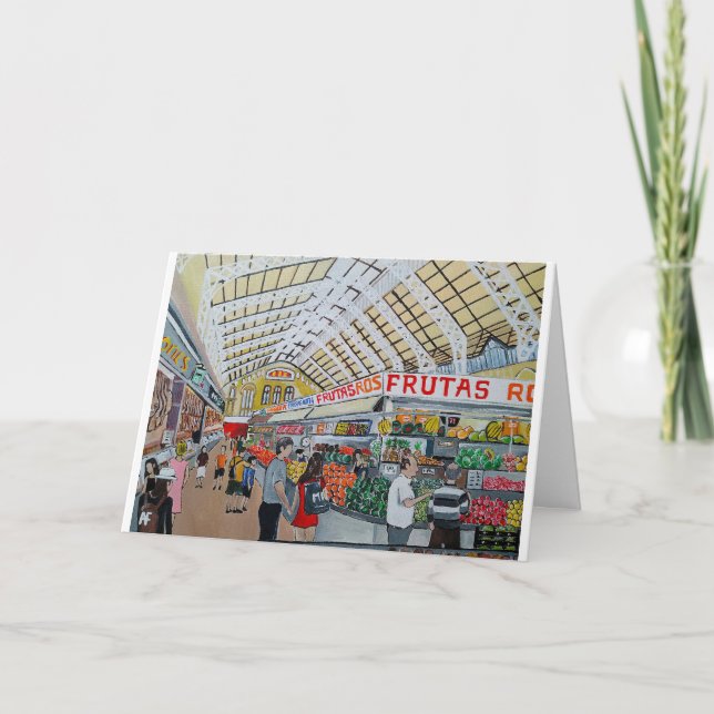 Mercado Central de Valencia Painting av Alfred Fox Kort (Framsida)