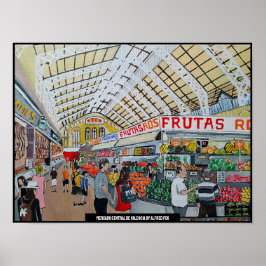 Mercado Central de Valencia Painting av Alfred Fox Poster
