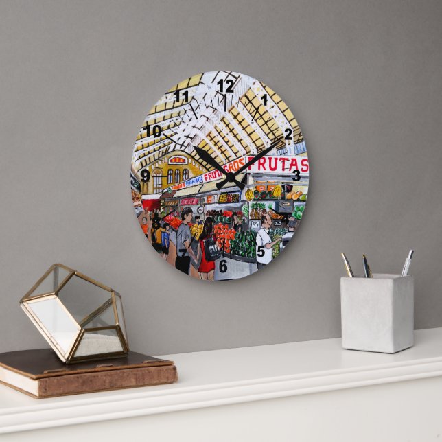 Mercado Central de Valencia Painting by Alfred Fox Stor Klocka (Kontor)