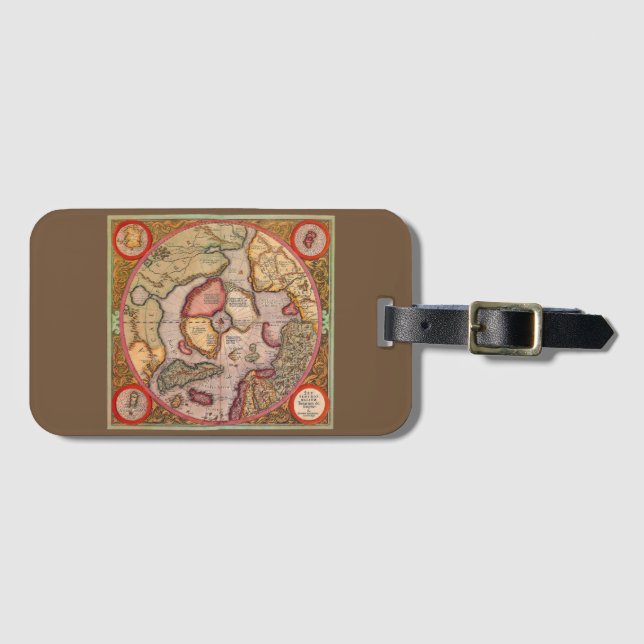 Mercator Karta i Nordpolen Karta Bagagebricka (Framsida horisontal)