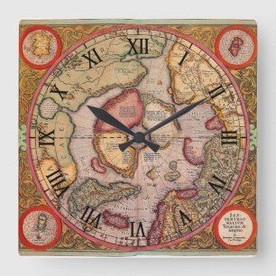 Mercator Karta i Nordpolen Karta Fyrkantig Klocka