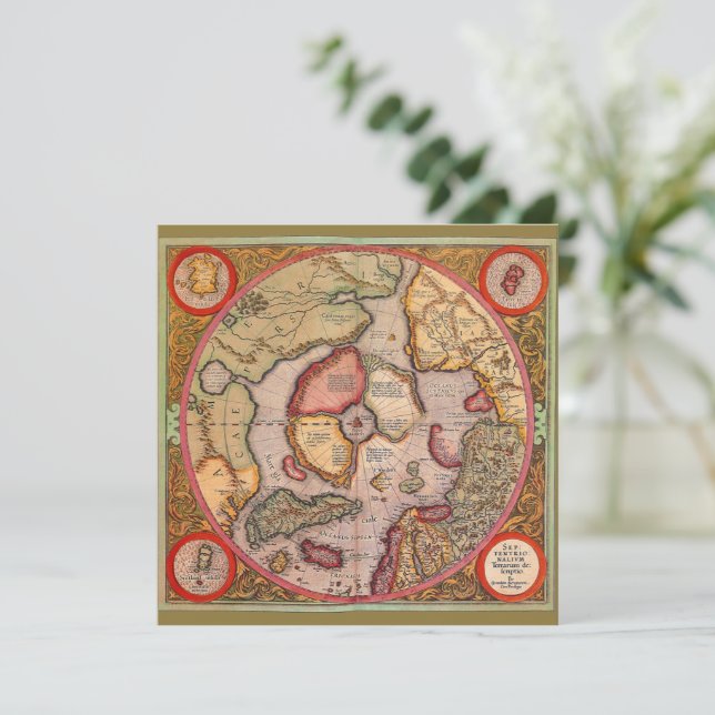 Mercator Karta i Nordpolen Karta Inbjudningar (Stående Fram)