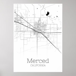 Merced Karta - California - City Karta Poster