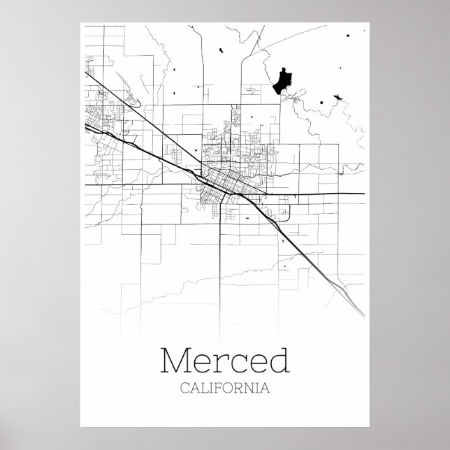 Merced Karta - California - City Karta Poster (Framsidan)