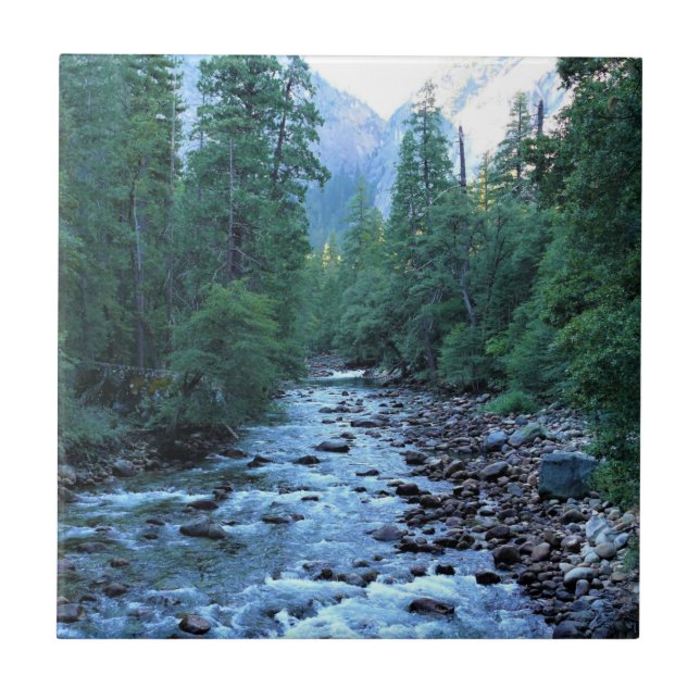 Merced River by Lycklig Isles, Yosemite, CA Kakelplatta (Framsidan)