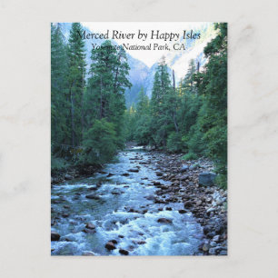Merced River by Lycklig Isles, Yosemite, CA Postca Vykort
