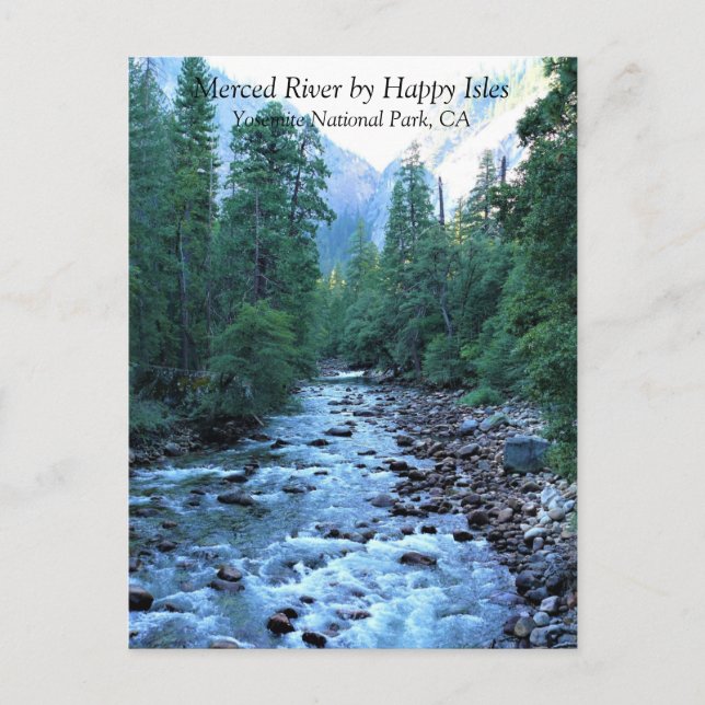 Merced River by Lycklig Isles, Yosemite, CA Postca Vykort (Framsida)