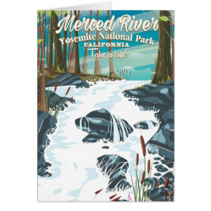 Merced River California-reseaffisch Hälsningskort