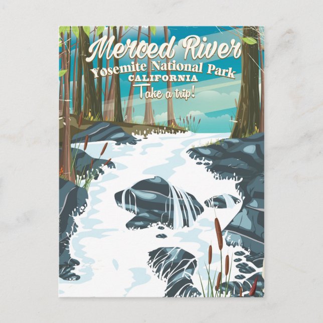 Merced River California-reseaffisch Vykort (Framsida)