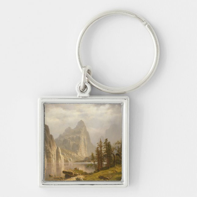 Merced River, Yosemite Valley Fyrkantig Silverfärgad Nyckelring (Framsidan)