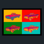 Mercedes Benz 280 SL Conversible Pop Art Poster<br><div class="desc">Färgfull Mercedes Benz 280 SL-bild med konvertibel lyxbil.</div>