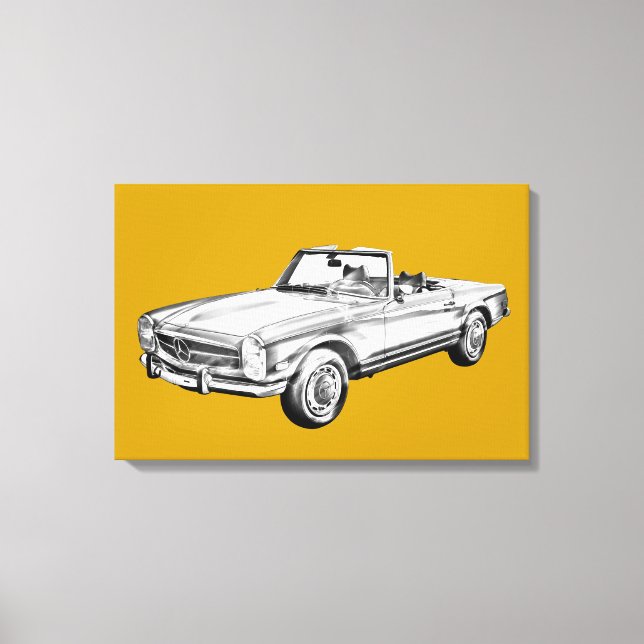 Mercedes Benz 280 SL Konvertibel illustration Canvastryck (Framsida)