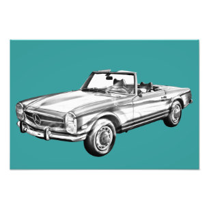 Mercedes Benz 280 SL Konvertibel illustration Fototryck