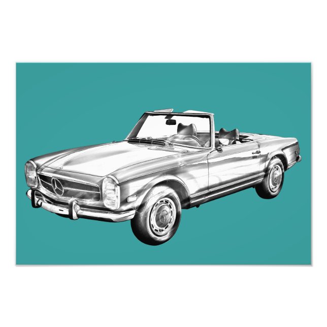 Mercedes Benz 280 SL Konvertibel illustration Fototryck (Framsidan)