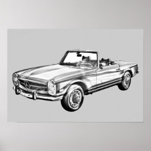 Mercedes Benz 280 SL Konvertibel illustration Poster