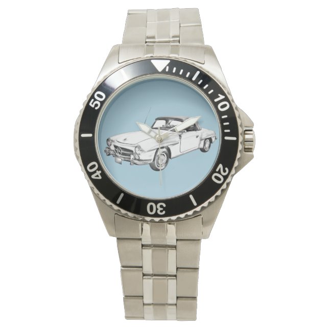 Mercedes Benz 300 sl Classic Car Illustration Armbandsur (Framsida)