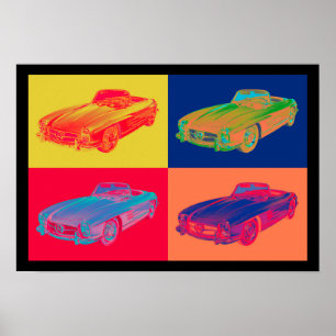 Mercedes Benz 300 SL Conversible Pop Art Poster