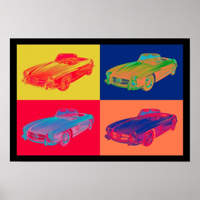 Mercedes Benz 300 SL Conversible Pop Art Poster (Framsidan)