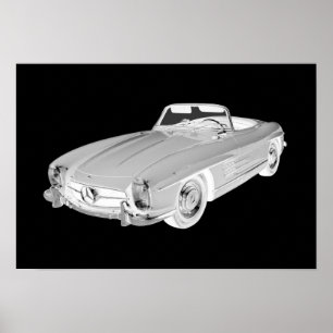 Mercedes Benz 300 SL Konvertibel bilkonst Poster
