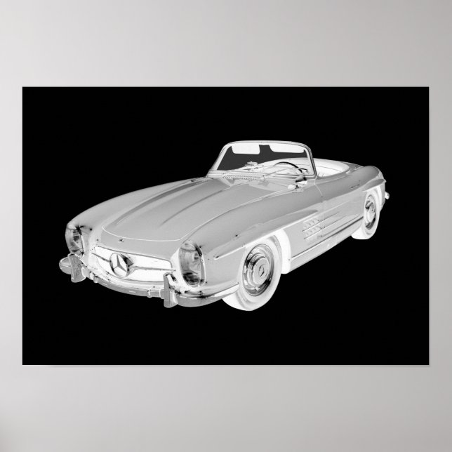 Mercedes Benz 300 SL Konvertibel bilkonst Poster (Framsidan)