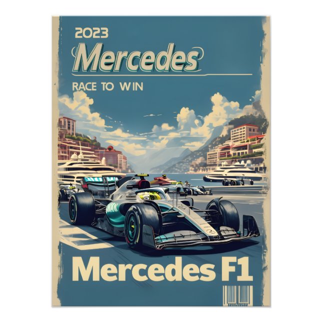 Mercedes F1 Racingaffisch Fototryck (Framsidan)