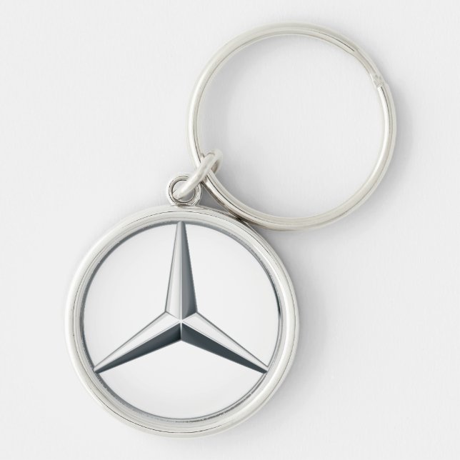 **Mercedes** keychain Modern Rund Silverfärgad Nyckelring (Framsidan)