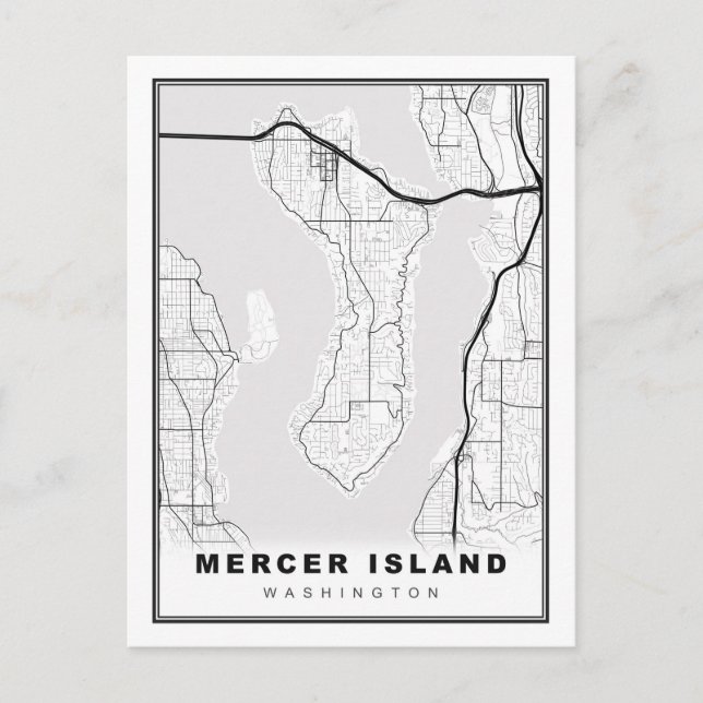 Mercer Island Karta Vykort (Framsida)