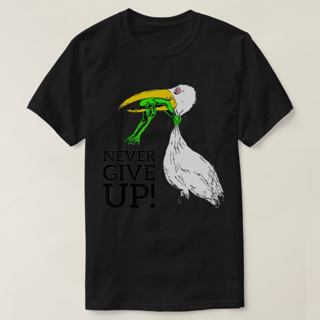 Merch aldrig ge upp stork och groda Merch T Shirt (Design framsida)