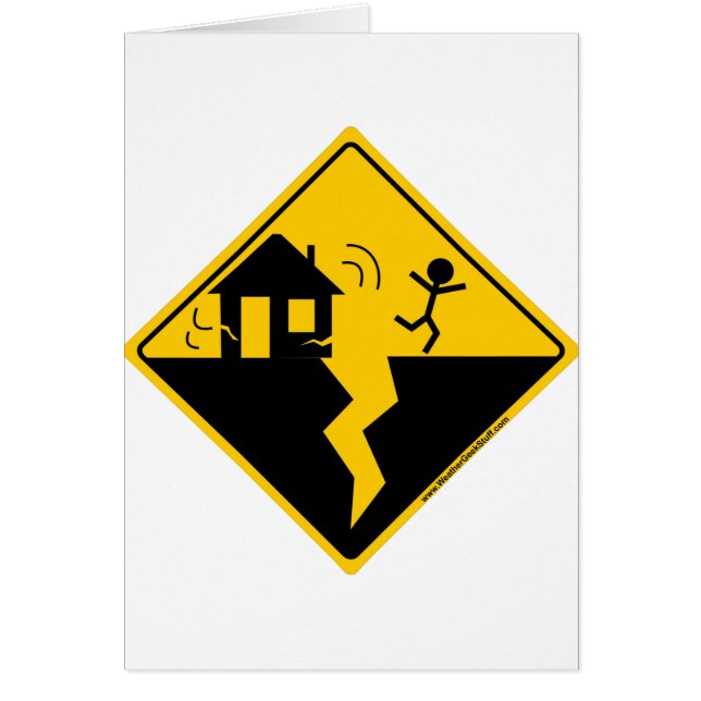 Merchandise och bekläda för jordskalvvarning hälsningskort (Framsidan)