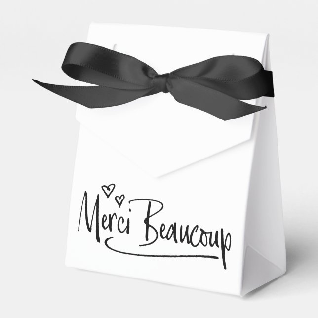 "Merci Beaucoup" Baby Shower för Paris Doodle Sket Presentaskar (Framsidan Sidan)