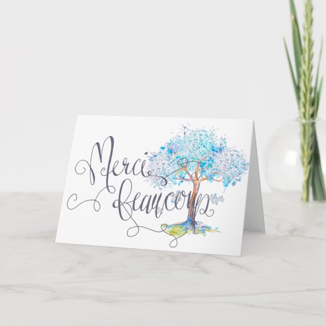 Merci Beaucoup Blue Träd - tackkort (Framsida)
