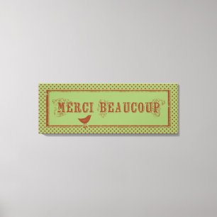 Merci Beaucoup Distress Bird Art Canvastryck