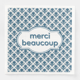 Merci Beaucoup Elegant French Tapestry Blue White Pappersservett