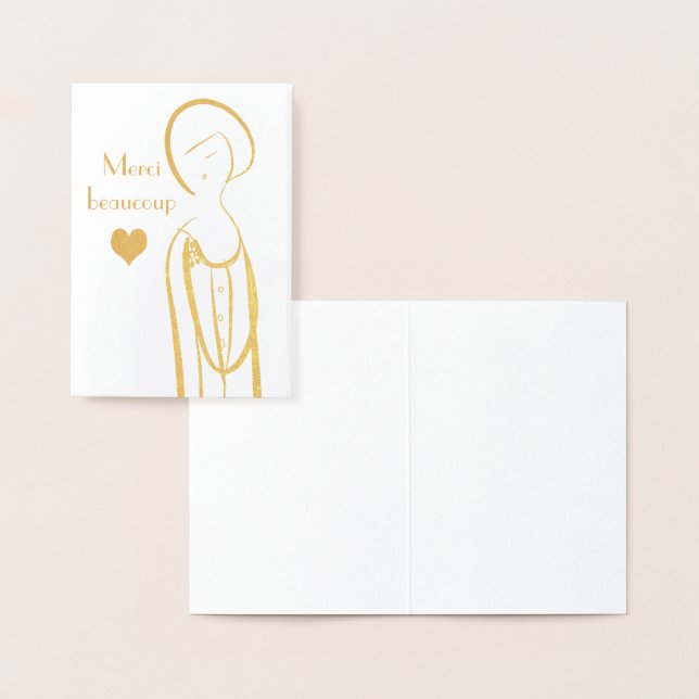 Merci beaucoup Fransk Girl Folierat Kort (Display)
