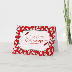 Merci Beaucoup Fransk Tack Red Botanical Kort