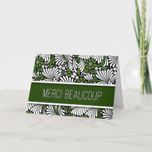 Merci Beaucoup Grönt Fern Blank Fransk Tack Kort