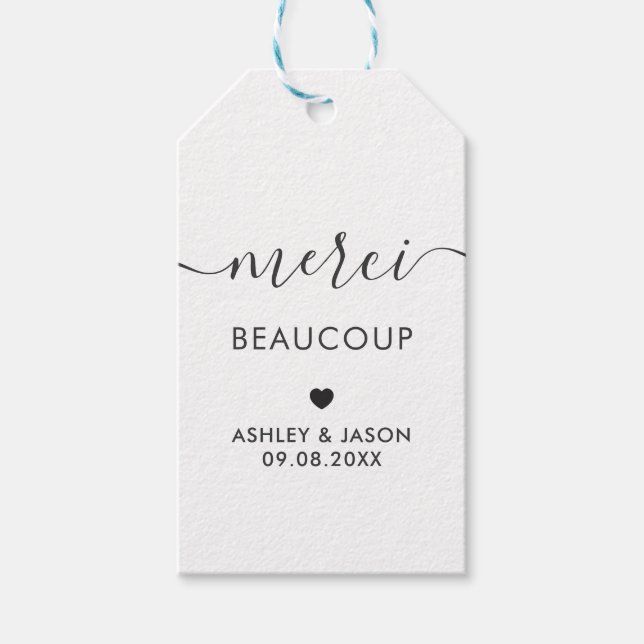 Merci Beaucoup Märkre, Bröllop Tack Märkres, Kraft Presentetikett (Framsidan)