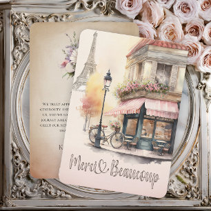 Merci Beaucoup Paris Fransk Cafe Baby Shower Tack Kort