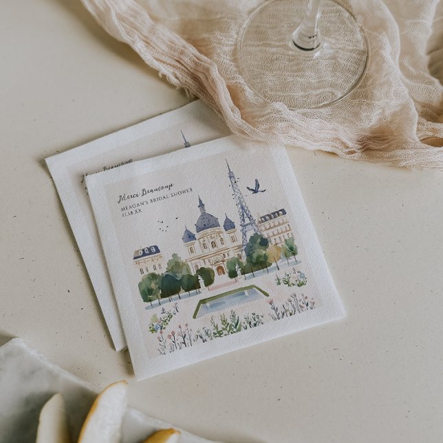 Merci Beaucoup | Parisian Watercolor Garden Pappersservett (Skapare uppladdad)