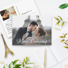 Merci Beaucoup Script Bröllop Photo Tack Vykort