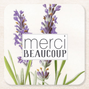 Merci Beaucoup Tack Lavender Papper Underlägg Kvadrat