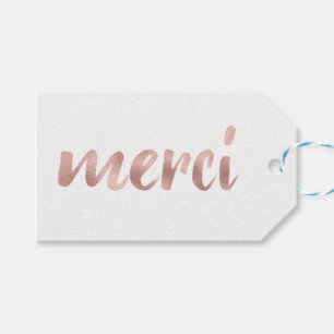 "merci"-brickor, folie, lodrät i ro guld presentetikett