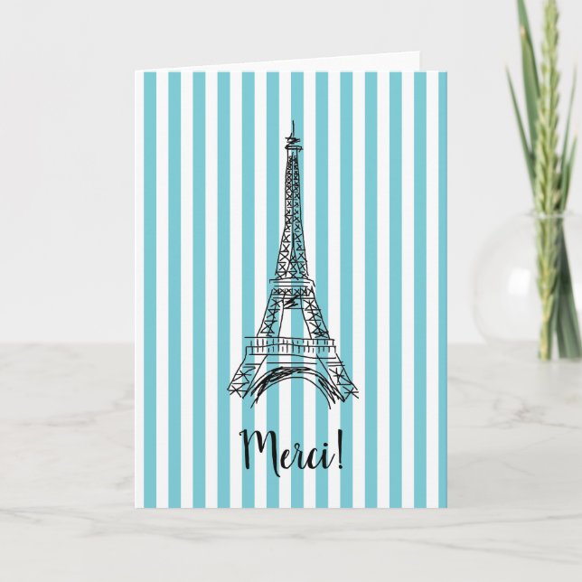 Merci Eiffel Torn Turcos Paris-kort Tack Kort (Framsida)