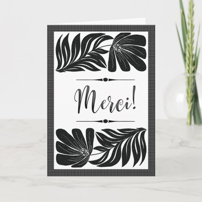 Merci Florale Élégante Mille Mercis Tropical Noir Kort (Framsida)