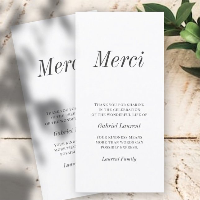 Merci Fransk Modern Typography Memorial Tack Kort (Skapare uppladdad)