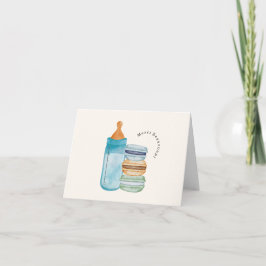 Merci French Macarons & Milk Blue Baby Shower Tack Kort