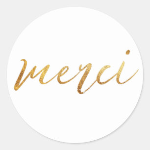 Merci Guld Elegant Tack Runt Klistermärke
