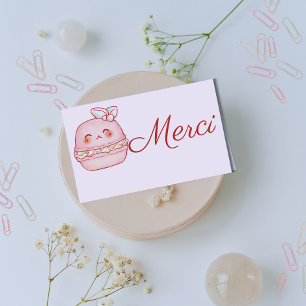 Merci Pastel rosa vattenfärgssöt Fransk Macarons Tack Kort