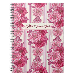 Merci Pour Tout – Design Floral Vintage   Anteckningsbok